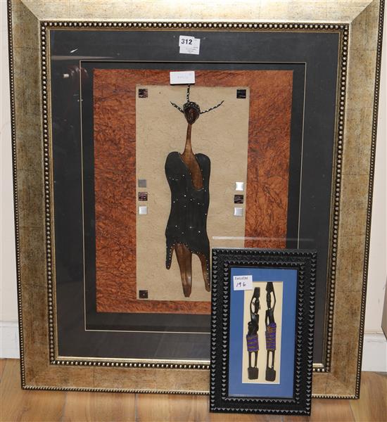 A South African sculpture in frame and a smaller ditto